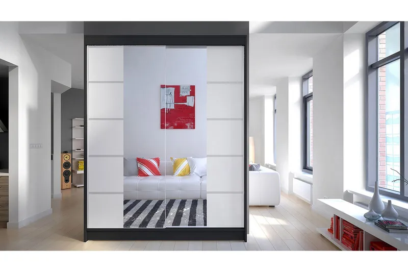 Garderob Camino LED-belysning - Svart/Vit - Förvaring - Sko- & klädförvaring - Garderober & garderobssystem