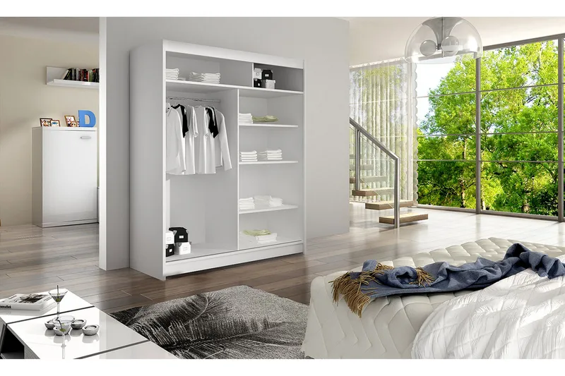 Garderob Camino LED-belysning - Svart/Vit - Förvaring - Sko- & klädförvaring - Garderober & garderobssystem