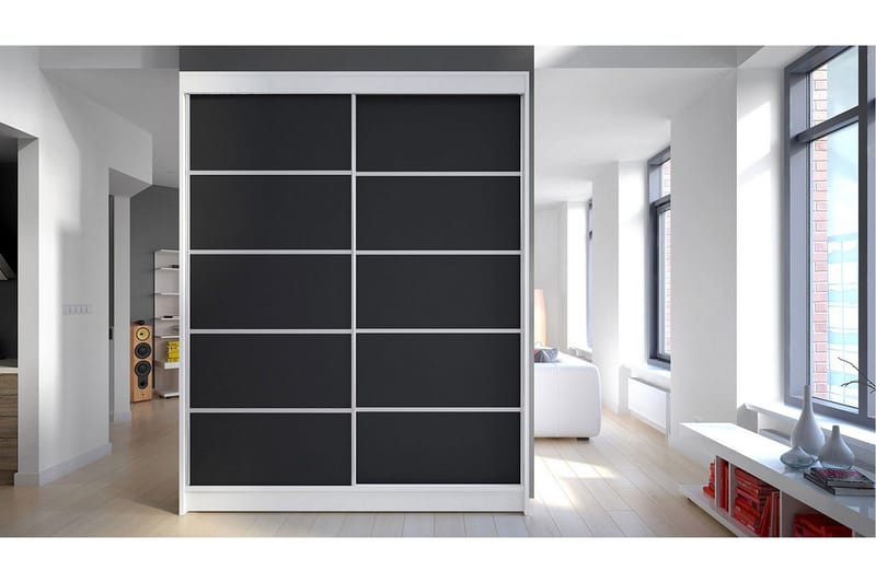 Garderob Camino LED-belysning - Vit/Svart - Förvaring - Sko- & klädförvaring - Garderober & garderobssystem