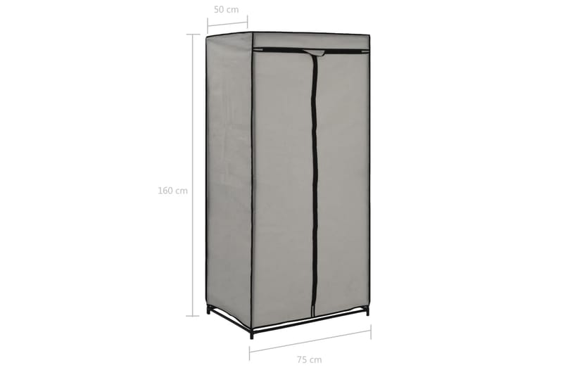 Garderob grå 75x50x160 cm - Grå - Förvaring - Sko- & klädförvaring - Garderober & garderobssystem