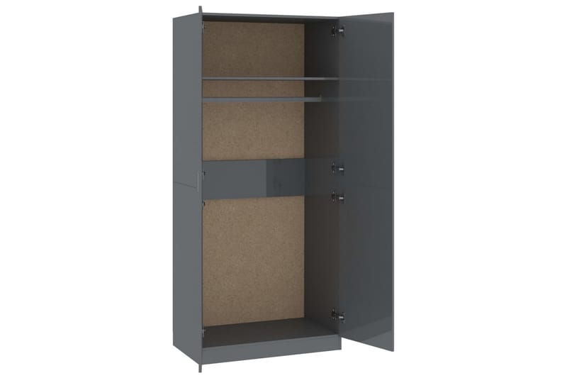 Garderob grå högglans 90x52x200 cm spånskiva - Grå - Förvaring - Sko- & klädförvaring - Garderober & garderobssystem