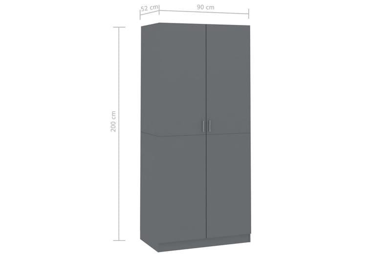 Garderob grå högglans 90x52x200 cm spånskiva - Grå - Förvaring - Sko- & klädförvaring - Garderober & garderobssystem