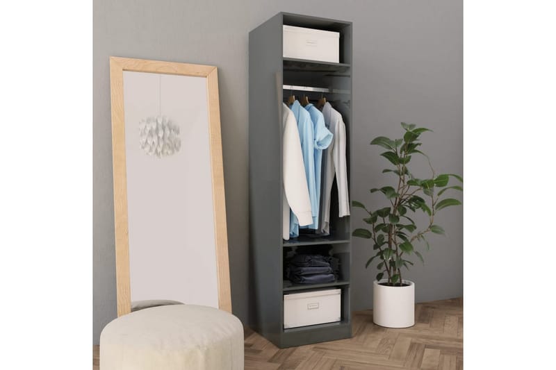 Garderob högglans grå 50x50x200 cm spånskiva - Grå - Förvaring - Sko- & klädförvaring - Garderober & garderobssystem