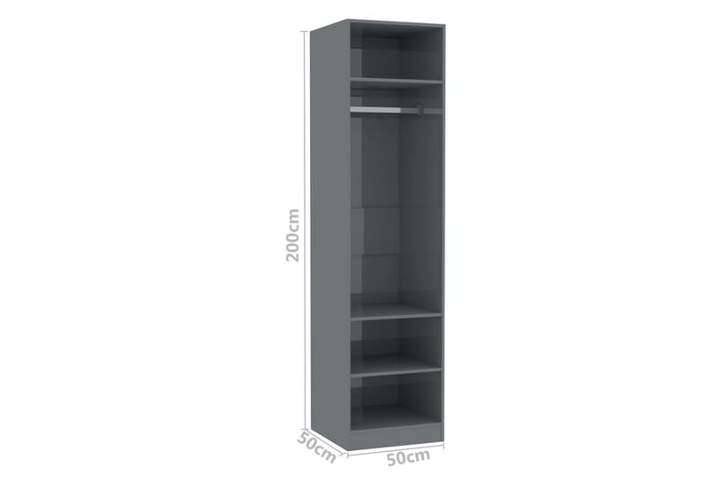Garderob högglans grå 50x50x200 cm spånskiva - Grå - Förvaring - Sko- & klädförvaring - Garderober & garderobssystem