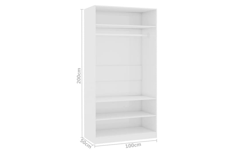 Garderob högglans vit 100x50x200 cm spånskiva - Vit - Förvaring - Sko- & klädförvaring - Garderober & garderobssystem