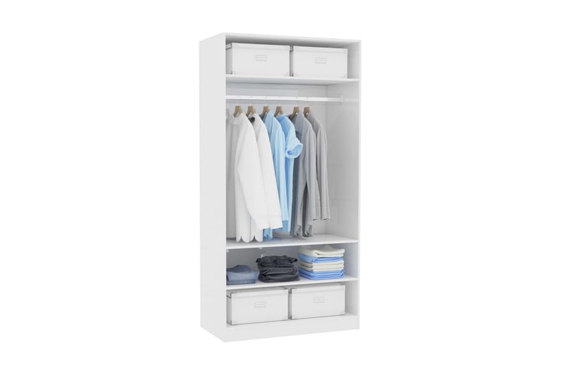 Garderob högglans vit 100x50x200 cm spånskiva - Vit - Förvaring - Sko- & klädförvaring - Garderober & garderobssystem