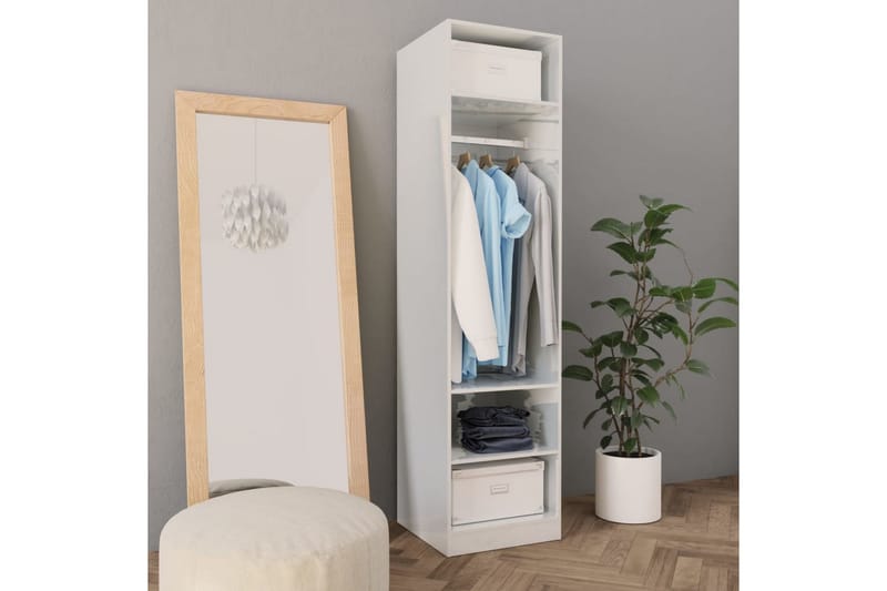 Garderob högglans vit 50x50x200 cm spånskiva - Vit - Garderober & garderobssystem