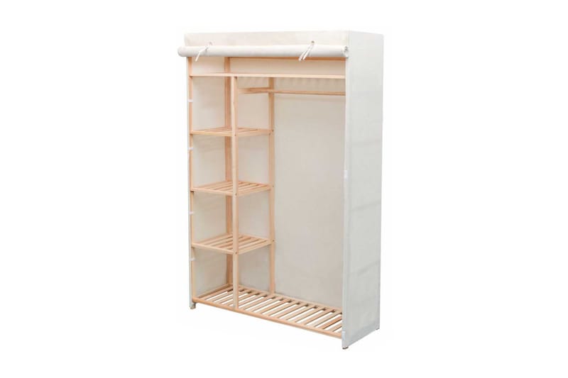Garderob i tyg och furu 110x40x170 cm - Vit - Förvaring - Sko- & klädförvaring - Garderober & garderobssystem