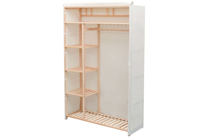 Garderob i tyg och furu 110x40x170 cm - Vit - Förvaring - Sko- & klädförvaring - Garderober & garderobssystem