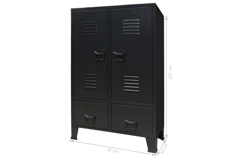 Garderob industriell stil metall 67x35x107 cm svart - Svart - Förvaring - Sko- & klädförvaring - Garderober & garderobssystem