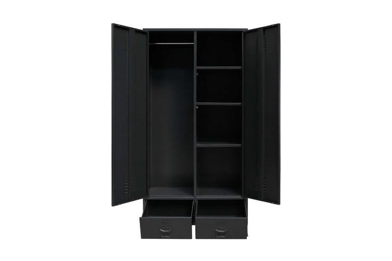 Garderob industriell stil metall 90x40x180 cm svart - Svart - Förvaring - Sko- & klädförvaring - Garderober & garderobssystem