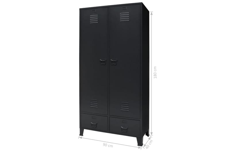 Garderob industriell stil metall 90x40x180 cm svart - Svart - Förvaring - Sko- & klädförvaring - Garderober & garderobssystem