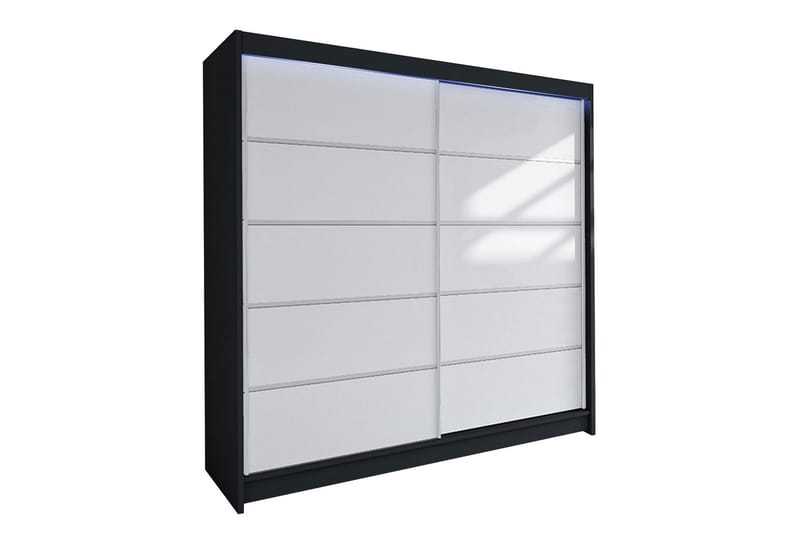 Garderob + LED, Svart|Vit