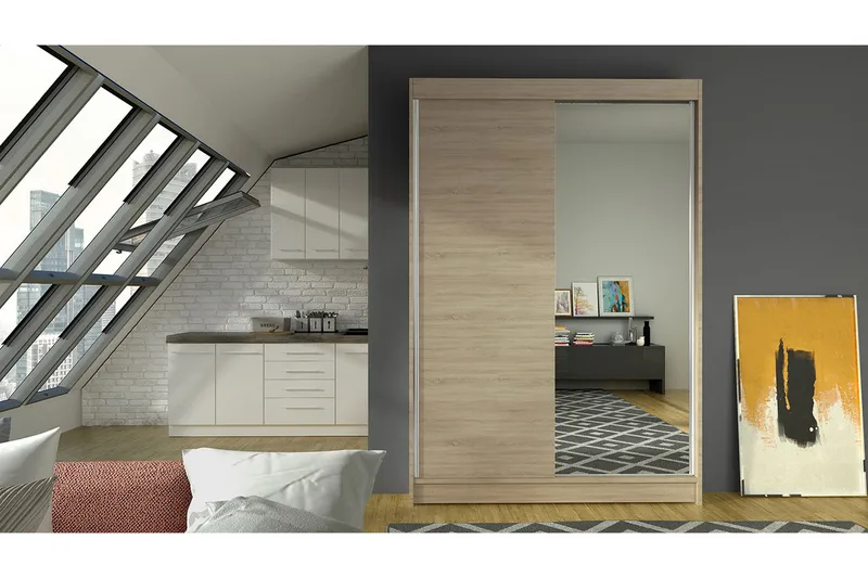 Garderob Lino LED-belysning - Ek - Förvaring - Sko- & klädförvaring - Garderober & garderobssystem