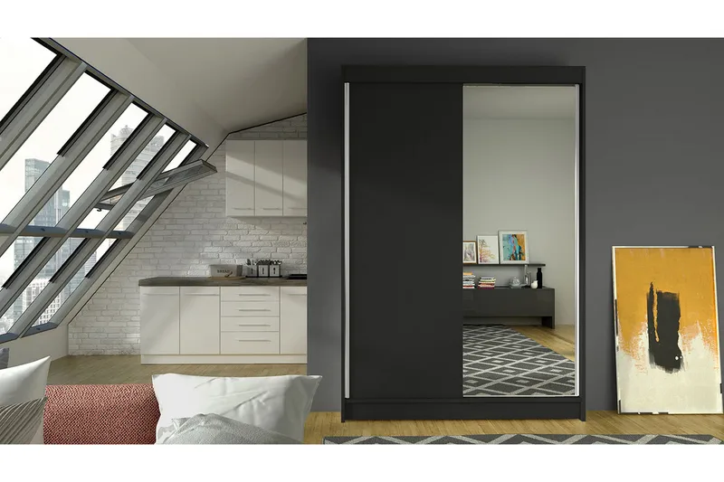 Garderob Lino LED-belysning - Svart - Förvaring - Sko- & klädförvaring - Garderober & garderobssystem