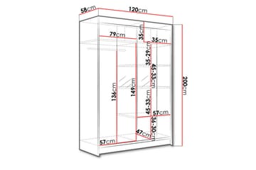 Garderob Lino LED-belysning - Svart - Förvaring - Sko- & klädförvaring - Garderober & garderobssystem