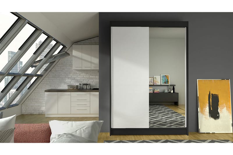 Garderob Lino LED-belysning - Svart/Vit - Förvaring - Sko- & klädförvaring - Garderober & garderobssystem