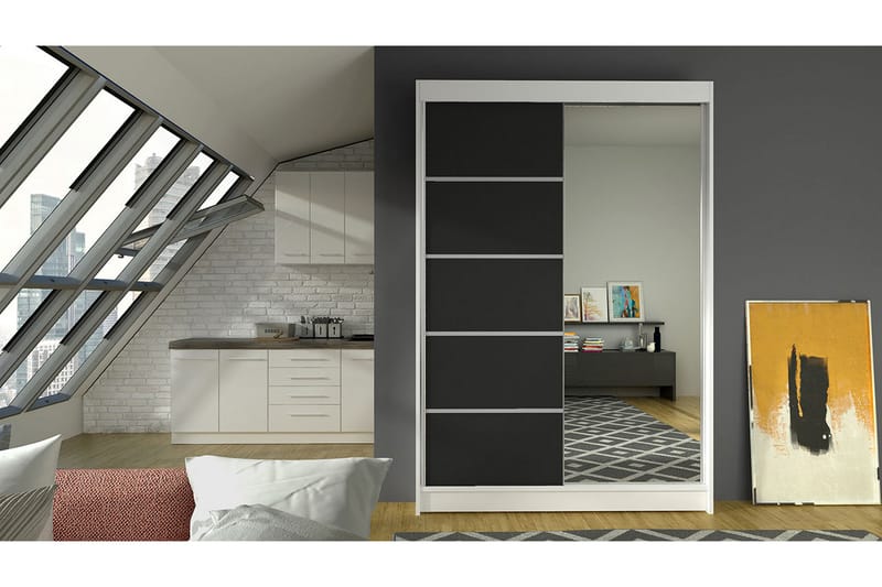Garderob Lino LED-belysning - Vit/Svart - Förvaring - Sko- & klädförvaring - Garderober & garderobssystem