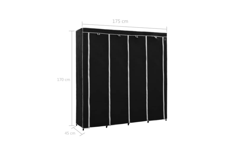 Garderob med 4 fack svart 175x45x170 cm - Svart - Förvaring - Sko- & klädförvaring - Garderober & garderobssystem