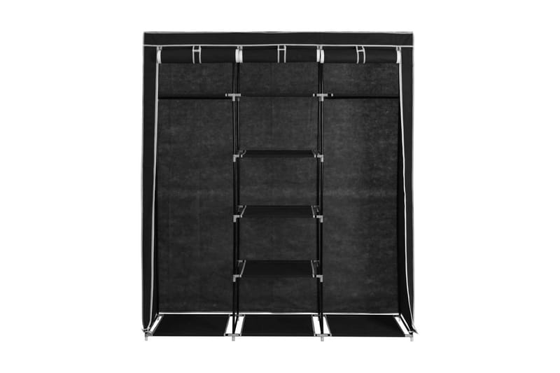 Garderob med fack och stänger svart 150x45x175 cm tyg - Svart - Förvaring - Sko- & klädförvaring - Garderober & garderobssystem