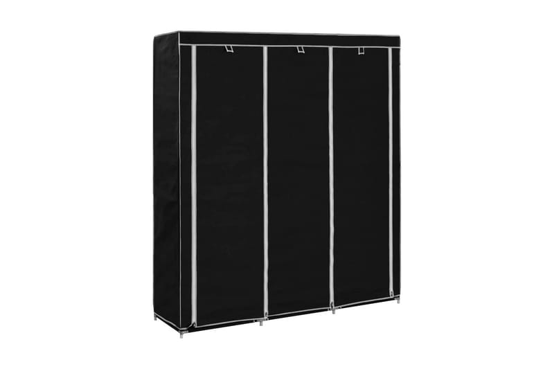 Garderob med fack och stänger svart 150x45x175 cm tyg - Svart - Förvaring - Sko- & klädförvaring - Garderober & garderobssystem