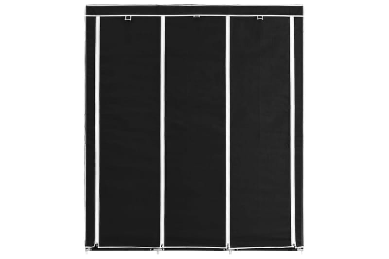 Garderob med fack och stänger svart 150x45x175 cm tyg - Svart - Förvaring - Sko- & klädförvaring - Garderober & garderobssystem