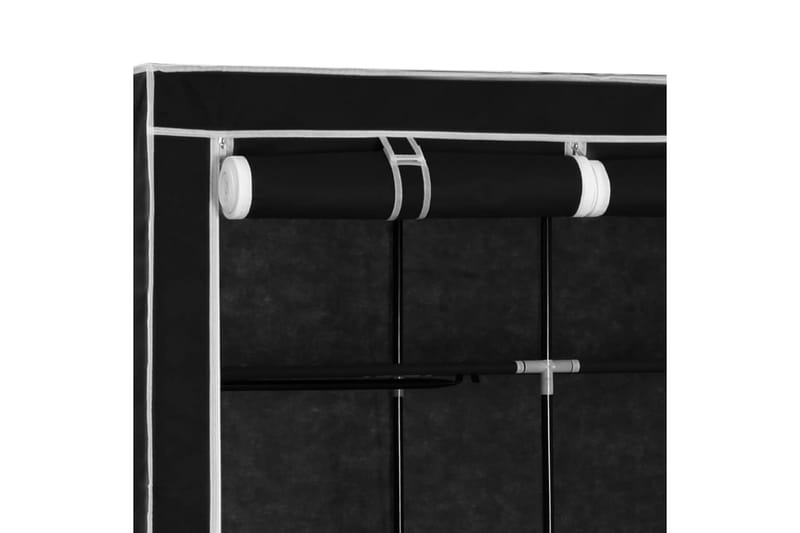 Garderob med fack och stänger svart 150x45x175 cm tyg - Svart - Förvaring - Sko- & klädförvaring - Garderober & garderobssystem
