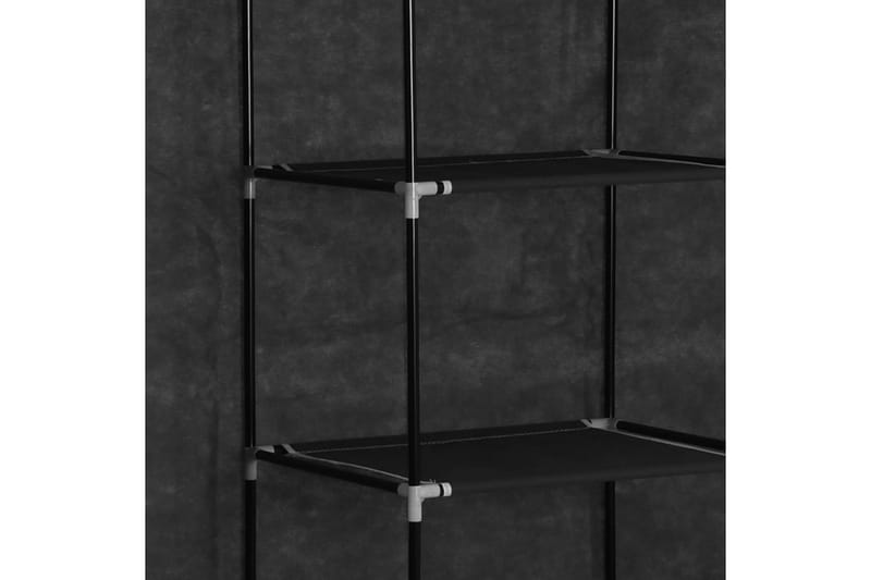 Garderob med fack och stänger svart 150x45x175 cm tyg - Svart - Förvaring - Sko- & klädförvaring - Garderober & garderobssystem