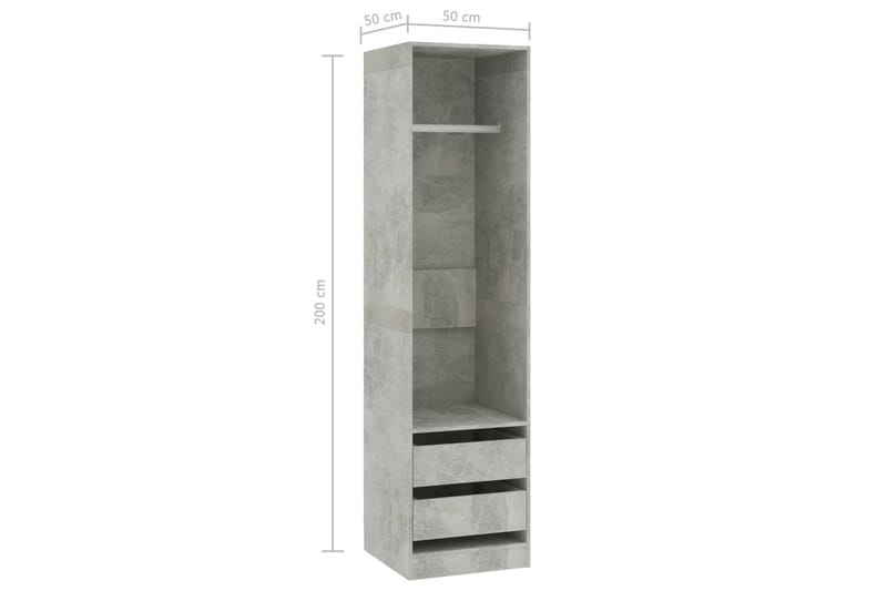 Garderob med lådor betonggrå 50x50x200 cm spånskiva - Grå - Garderober & garderobssystem