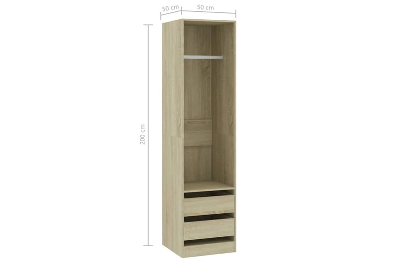 Garderob med lådor sonoma-ek 50x50x200 cm spånskiva - Ek - Förvaring - Sko- & klädförvaring - Garderober & garderobssystem