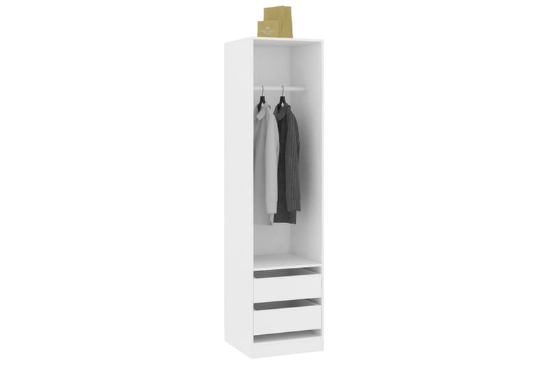 Garderob med lådor vit 50x50x200 cm spånskiva - Vit - Förvaring - Sko- & klädförvaring - Garderober & garderobssystem