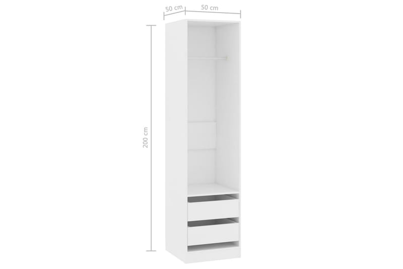 Garderob med lådor vit 50x50x200 cm spånskiva - Vit - Förvaring - Sko- & klädförvaring - Garderober & garderobssystem