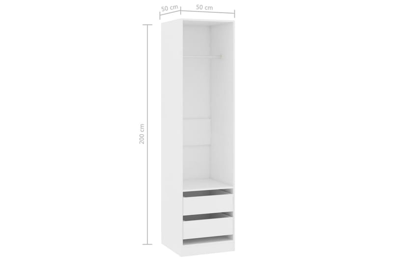 Garderob med lådor vit 50x50x200 cm spånskiva - Vit - Garderober & garderobssystem