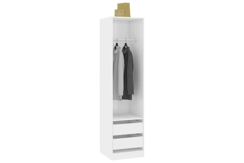 Garderob med lådor vit högglans 50x50x200 cm spånskiva - Vit - Förvaring - Sko- & klädförvaring - Garderober & garderobssystem