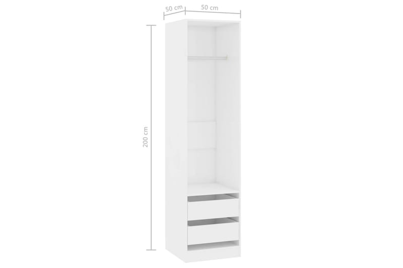 Garderob med lådor vit högglans 50x50x200 cm spånskiva - Vit - Förvaring - Sko- & klädförvaring - Garderober & garderobssystem