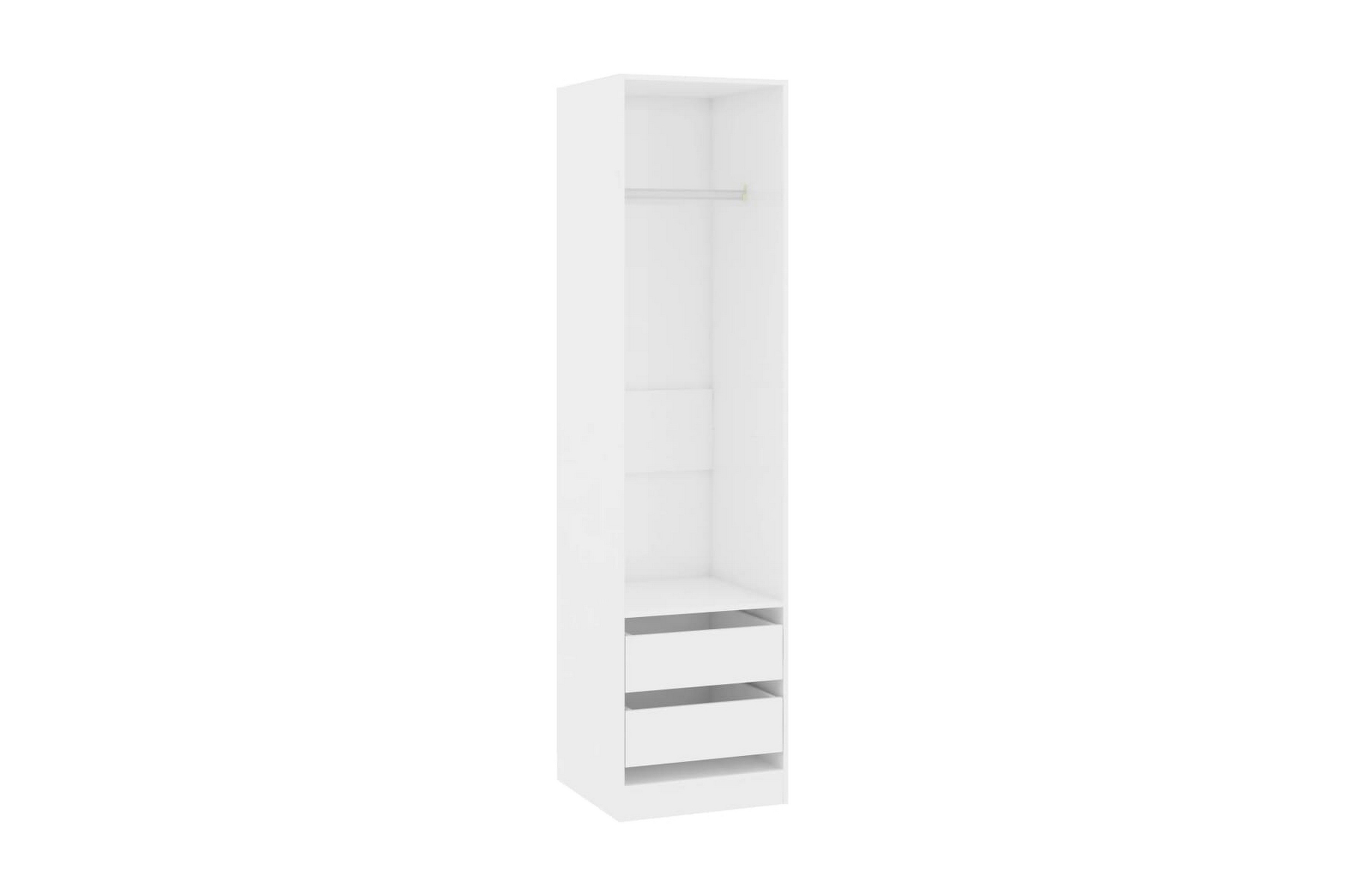 Garderob med lådor vit högglans 50x50x200 cm spånskiva – Vit