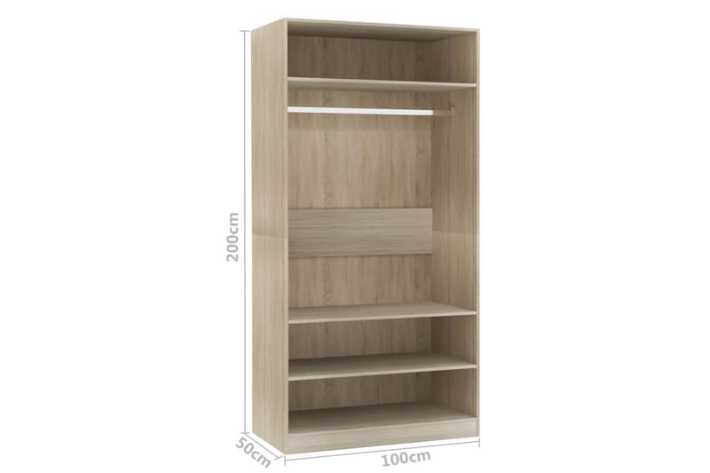 Garderob sonoma-ek 100x50x200 cm spånskiva - Brun - Förvaring - Sko- & klädförvaring - Garderober & garderobssystem