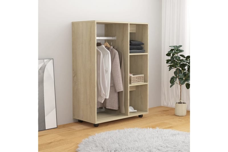 Garderob sonoma-ek 80x40x110 cm spånskiva - Brun - Förvaring - Sko- & klädförvaring - Garderober & garderobssystem