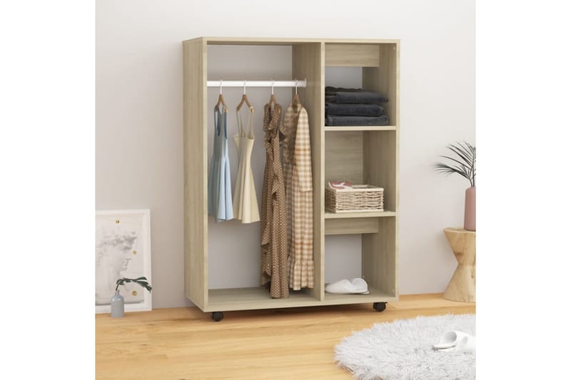 Garderob sonoma-ek 80x40x110 cm spånskiva - Brun - Förvaring - Sko- & klädförvaring - Garderober & garderobssystem
