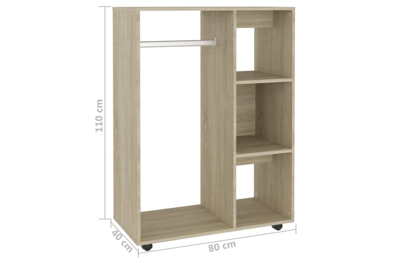 Garderob sonoma-ek 80x40x110 cm spånskiva - Brun - Förvaring - Sko- & klädförvaring - Garderober & garderobssystem
