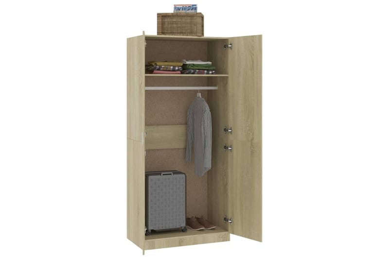 Garderob sonoma-ek 90x52x200 cm spånskiva - Brun - Förvaring - Sko- & klädförvaring - Garderober & garderobssystem
