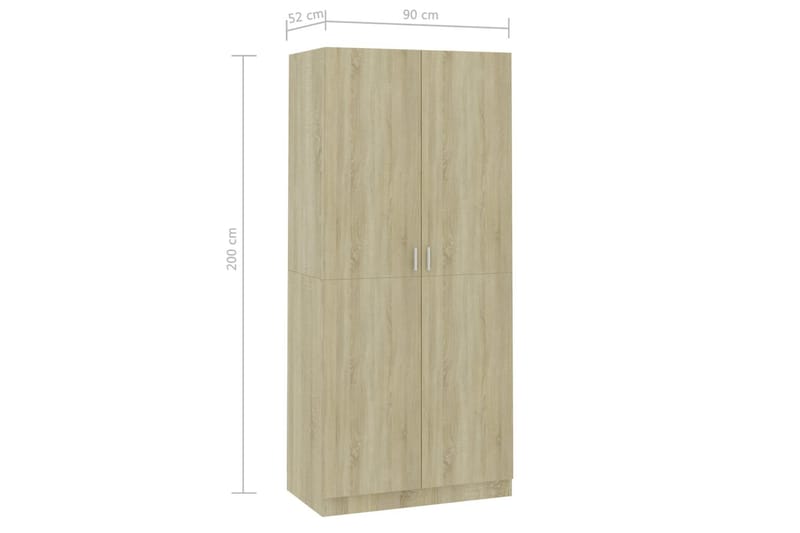 Garderob sonoma-ek 90x52x200 cm spånskiva - Brun - Förvaring - Sko- & klädförvaring - Garderober & garderobssystem