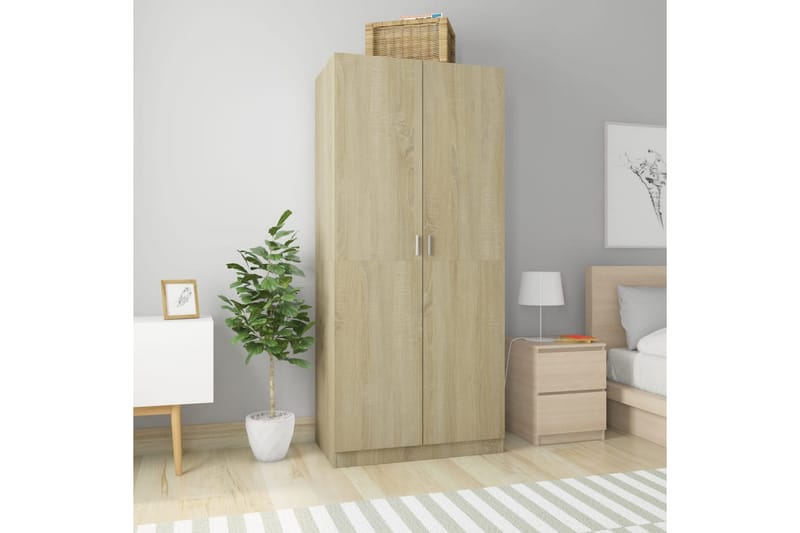 Garderob sonoma-ek 90x52x200 cm spånskiva - Brun - Förvaring - Sko- & klädförvaring - Garderober & garderobssystem