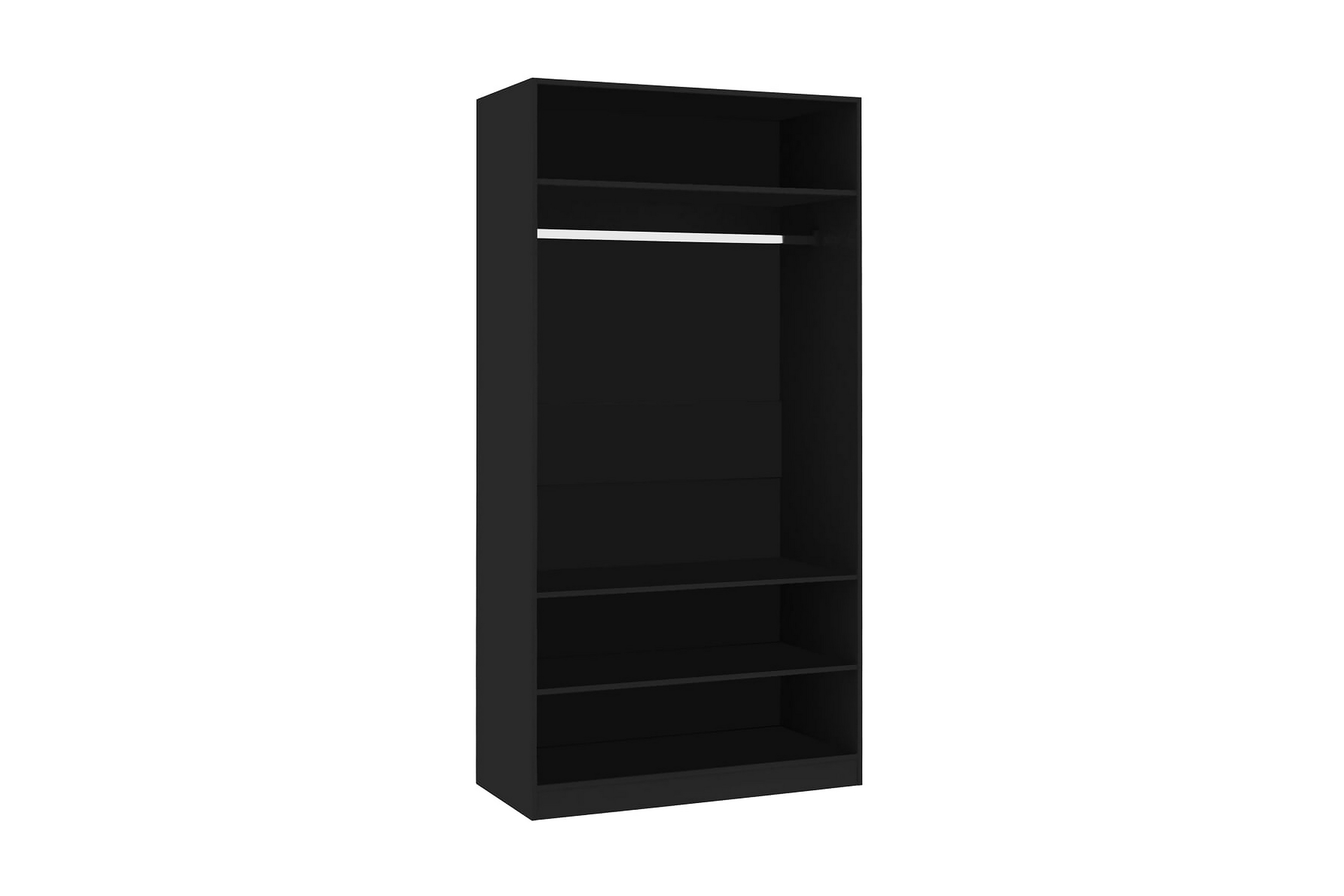Garderob svart 100x50x200 cm spånskiva – Svart