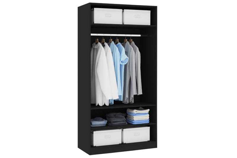 Garderob svart 100x50x200 cm spånskiva - Svart - Garderober & garderobssystem