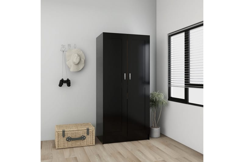 Garderob svart 82,5x51,5x180 cm spånskiva - Svart - Garderober & garderobssystem
