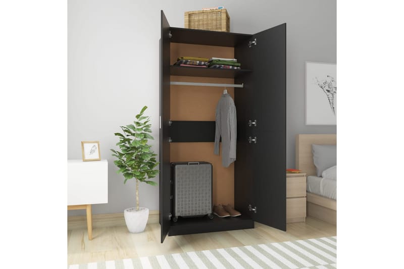 Garderob svart 90x52x200 cm spånskiva - Svart - Förvaring - Sko- & klädförvaring - Garderober & garderobssystem