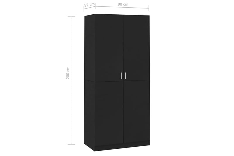 Garderob svart 90x52x200 cm spånskiva - Svart - Förvaring - Sko- & klädförvaring - Garderober & garderobssystem