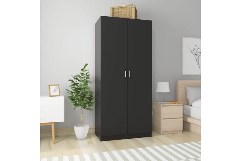 Garderob svart 90x52x200 cm spånskiva - Svart - Förvaring - Sko- & klädförvaring - Garderober & garderobssystem
