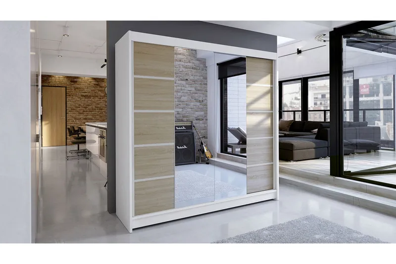 Garderob Talin - Vit/Ek - Förvaring - Sko- & klädförvaring - Garderober & garderobssystem